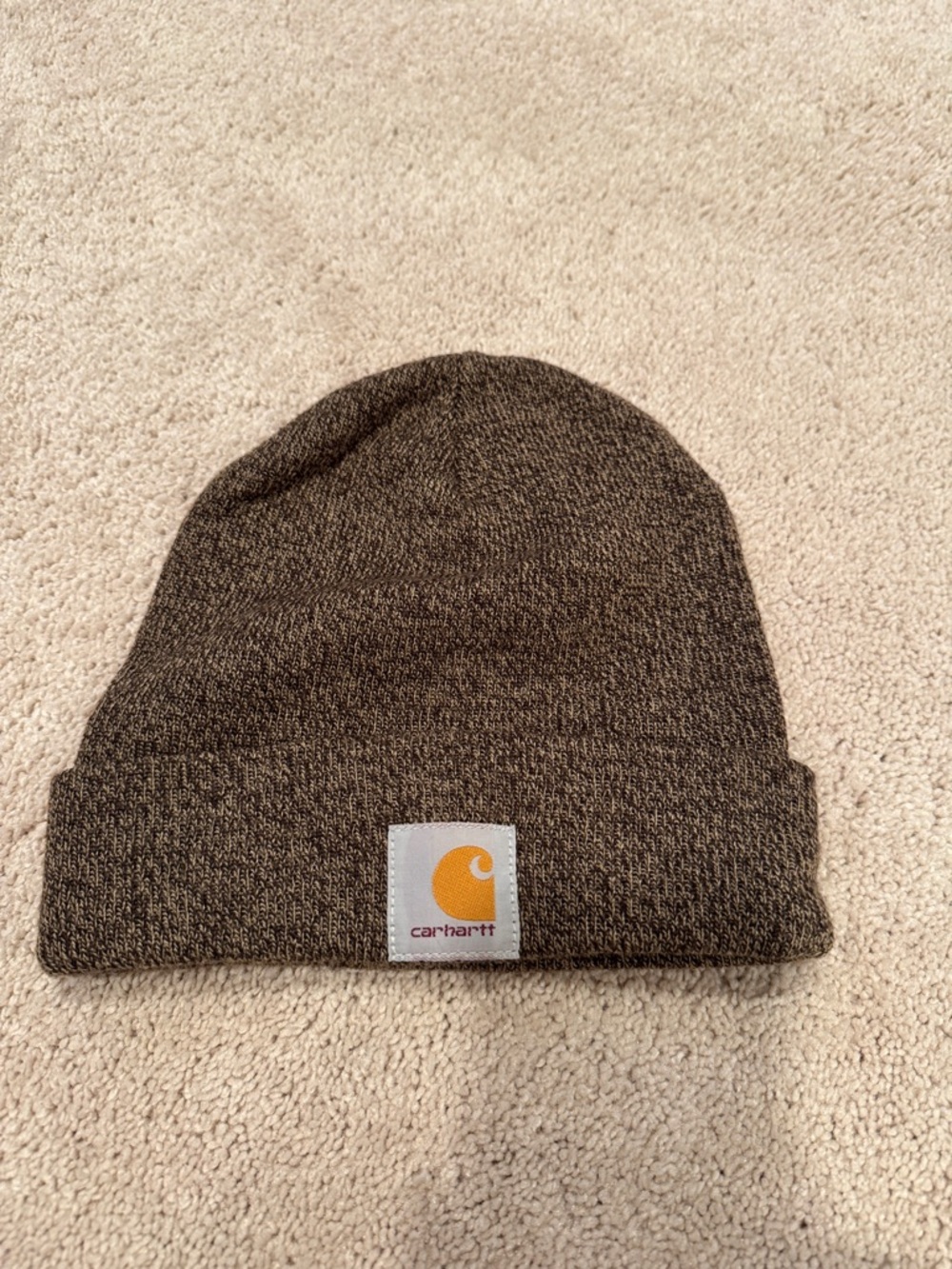 Carhartt Brown Marled Knit Beanie with Logo Patch